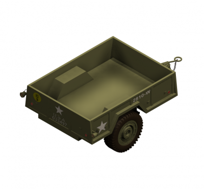 remorque cargo Armée modèle 3DS Max