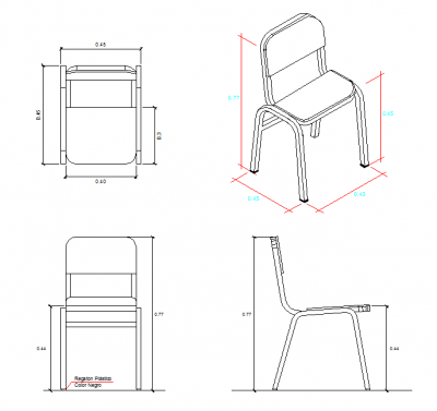 School Chair design dwg