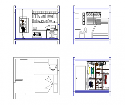 Bedroom interior design CAD dwg 