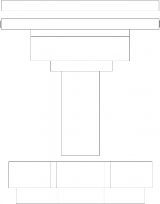 1028mm Height Operating Table Front Elevation dwg Drawing