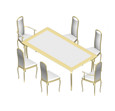 6 seater dining table and chairs 3DS Max model