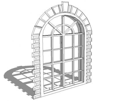 Modello di Sketchup di finestra ad arco decorativo