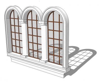 Trois Narrow modèle de Windows Sketchup