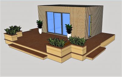 Garden office and decking sketchup model