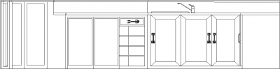 1117mm Height Bar Counter with Drawers Front Elevation dwg Drawing