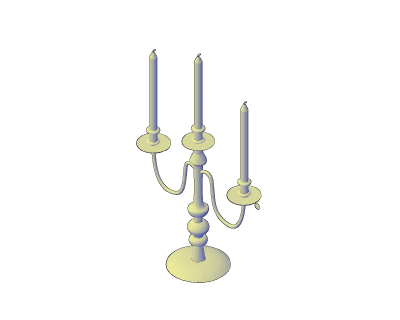 Candle Holder & Candles 3D dwg