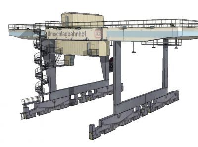 модель SketchUp Козловой контейнерный кран