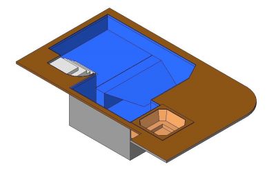 Pool with hot tub Revit Family