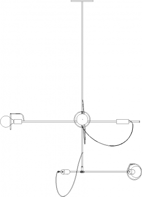 1200mm Length Steel Stand Chandelier Right Side Elevation dwg Drawing