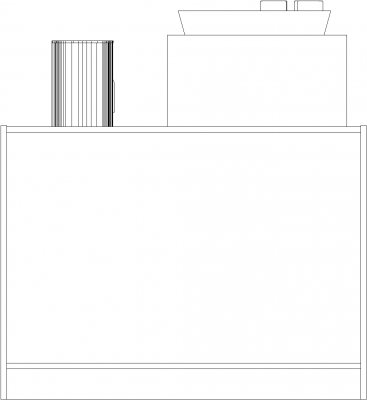 1219mm Wide Private Ward Side Table with Stove and Cups Rear Elevation dwg Drawing