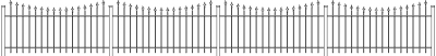1228mm Height Horizontal Grilled Fence with Triangular Metal on Top Rear Elevation dwg Drawing