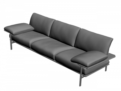 Contemporánea bloque sofá de 3 plazas 3d max