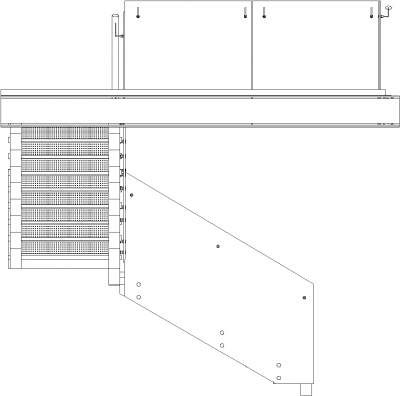 1264mm Wide I-Beam Stairs with Glass Handrails Left Side Elevation dwg Drawing