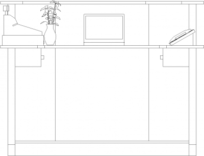 1397mm Width Reception Desk for Salon Rear Elevation dwg Drawing