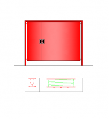 Disegno CAD dell'armadietto per tubi antincendio