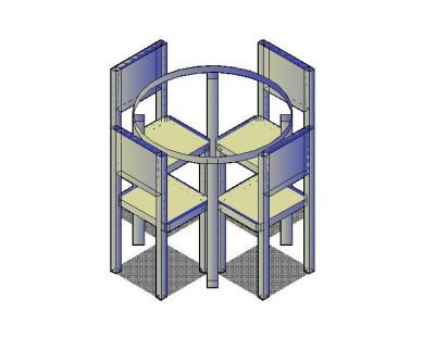 Comedor Mesa redonda bloque de CAD en 3D