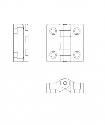 Disegno CAD per cerniera plastica
