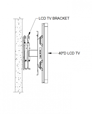 montaje en pared TV LCD CAD detalle