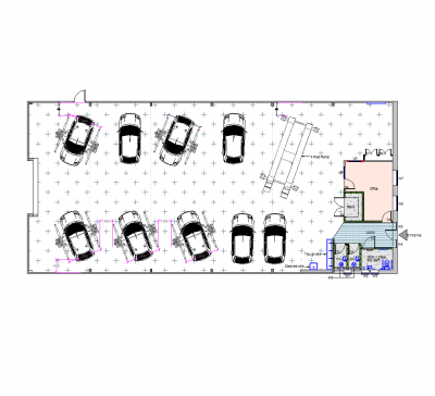 Motor vehicle garage design CAD drawing