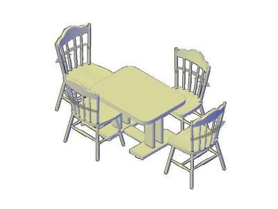 Dining Table & Chairs 3d dwg 
