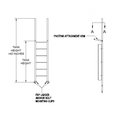 Tank access ladder CAD drawing