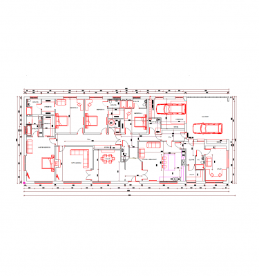 一階建ての家の設計CAD図面