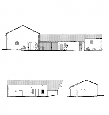 French barn elevations CAD drawing
