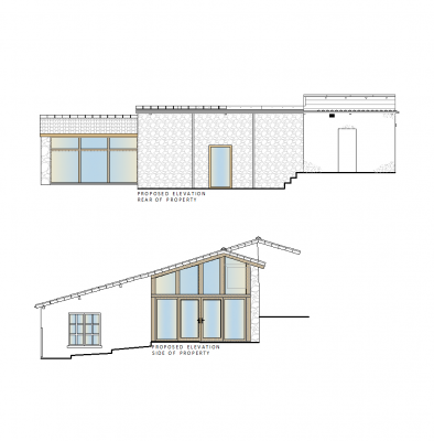 French house with oak extension CAD drawing