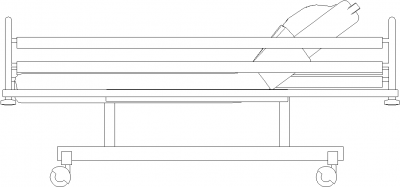 1499mm Wide Public Ward Adjustable Bed Right Side Elevation dwg Drawing