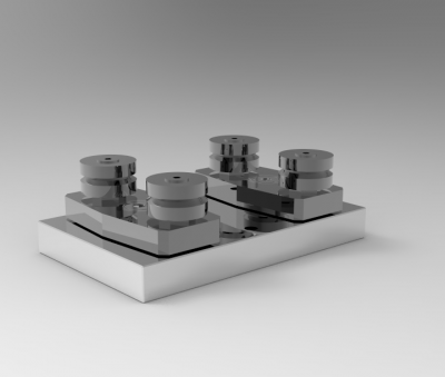 Solid-works 3D CAD Model of Bogie Carriages,  A=240	1B=85	C=77.2	D= 81	E= 118.7	F=130	G= 87.5	H=125