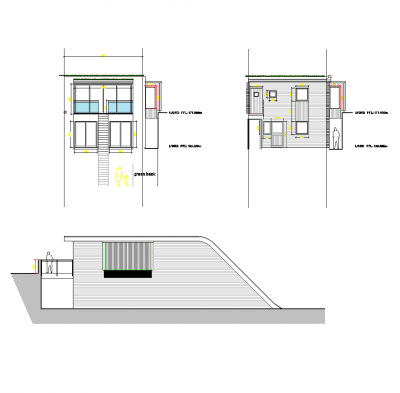 Modernes Haus mit CAD-Zeichnung Grasdach