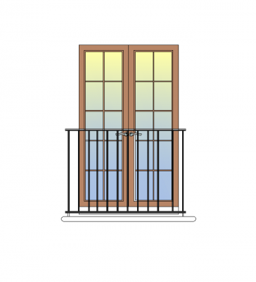 Французские двери и Джульетта балкон CAD блок