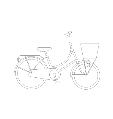 Bike with basket CAD drawing