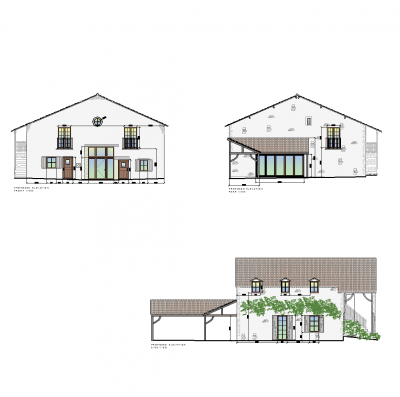 改装されたフランスの家の設計CAD図面