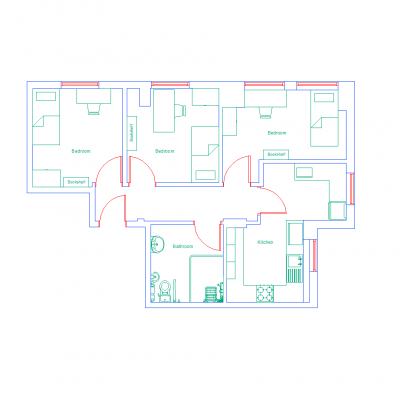 Student halls of residence flat CAD drawing