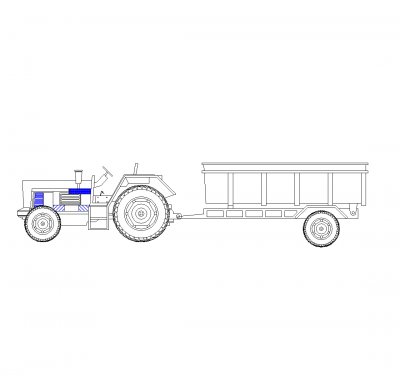 Трактор с прицепом CAD блок
