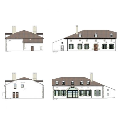 French mansion design CAD drawing