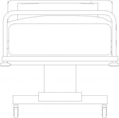 1522mm Height Public Ward Adjustable Bed Front Elevation dwg Drawing