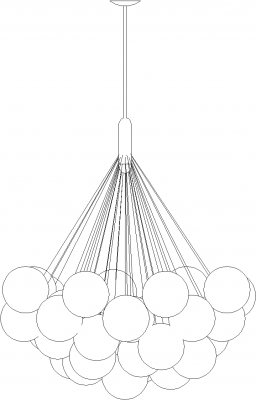 1524mm Length Bulb Concept Chandelier Front Elevation dwg Drawing