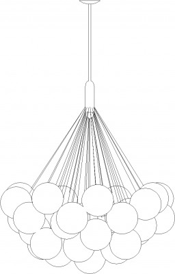 1524mm Length Bulb Concept Chandelier Rear Elevation dwg Drawing