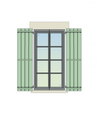 French window shutters CAD block elevation