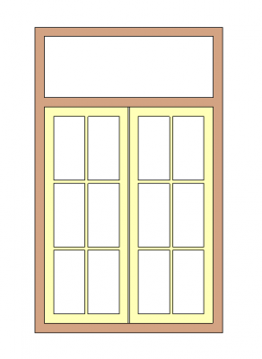 Obturador duplo para janela (montante) com a família Revit de vidro fixo