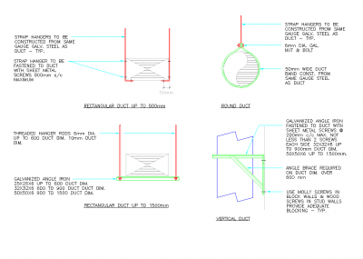 HVAC duct support detail dwg