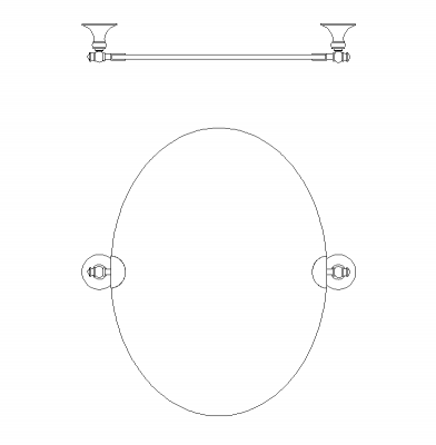 楕円形のバスルームミラーDWGブロック
