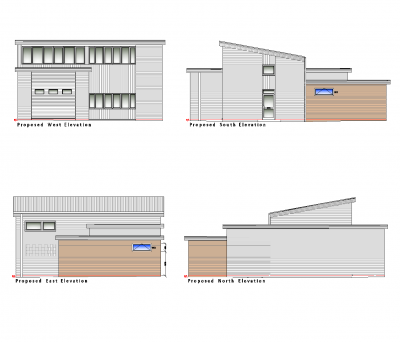 Fire station and extension plan and elevations dwg 