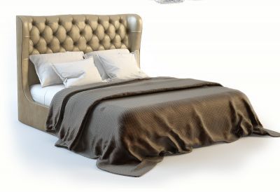 Double bed with dark brown Duvet