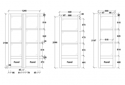 External wood and glazed doors dwg blocks