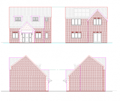 Diseño de casa unifamiliar de nueva construcción Dibujo CAD