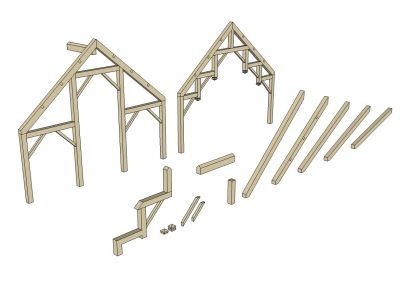 Детали Деревянно каркасный SketchUp модели