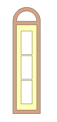 Window Single Shutter Multi-Panel  with  Arched Fanligh  Revit Family